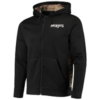 Chandail à capuchon en molleton entièrement zippé Dunbrooke Black/Realtree Camo New England Patriots Decoy Tech Fleece pour hommes