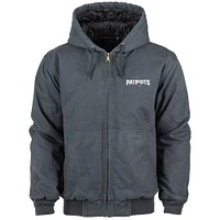 Dunbrooke Charcoal New England Patriots Big & Tall Dakota Sweat à capuche en toile Veste entièrement zippée pour homme