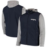 Blouson à glissière intégrale Dunbrooke bleu marine/gris New England Patriots Alpha pour hommes