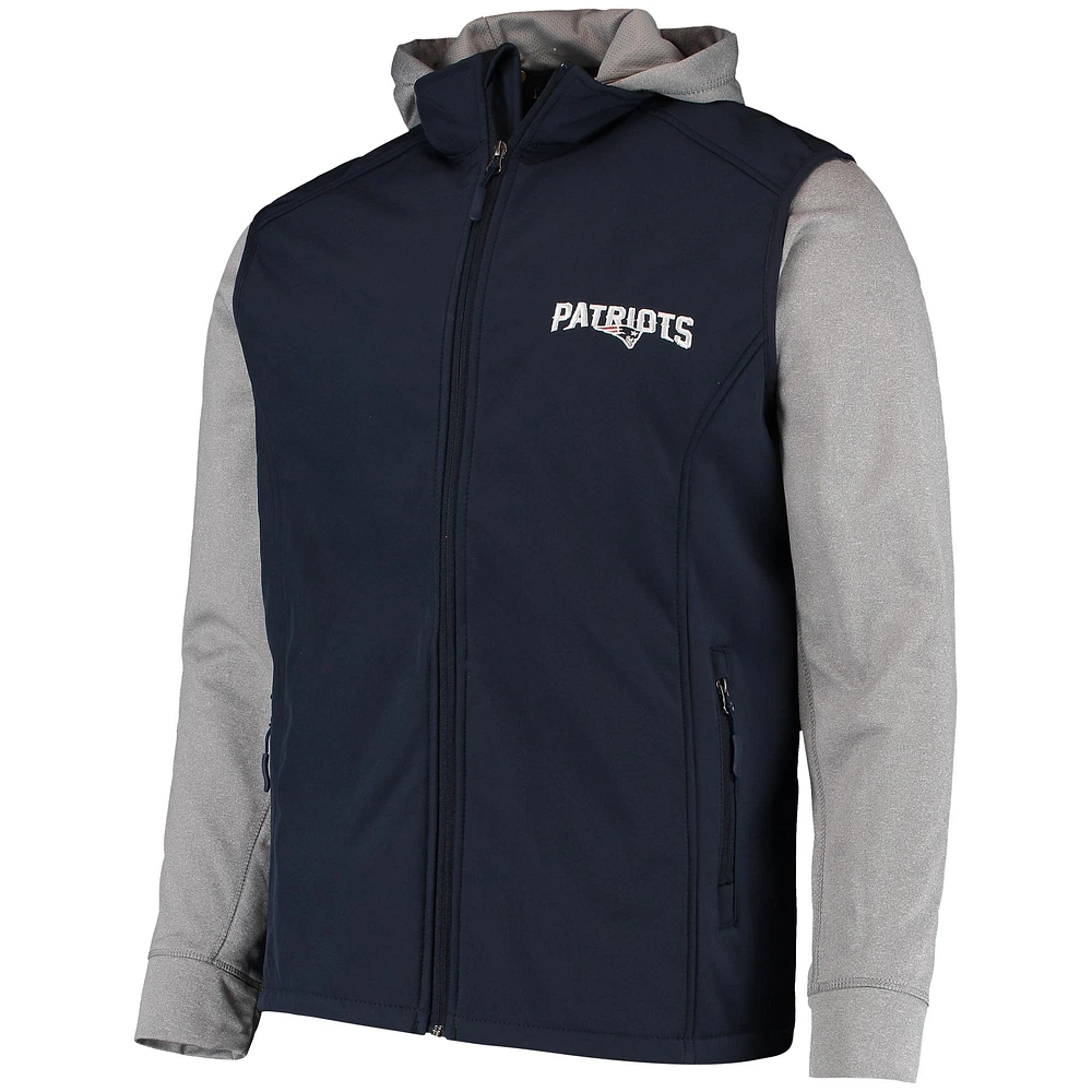 Blouson à glissière intégrale Dunbrooke bleu marine/gris New England Patriots Alpha pour hommes