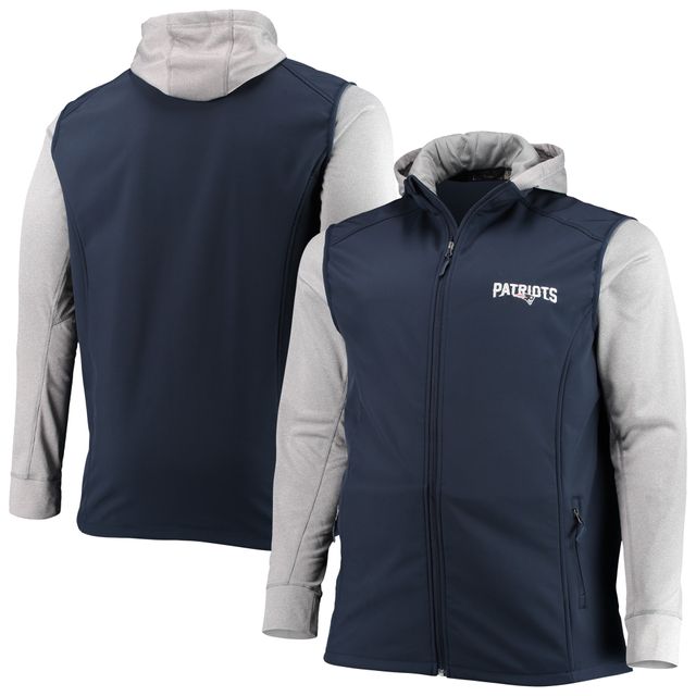 Veste à capuche glissière intégrale Dunbrooke New England Patriots bleu marine/gris pour hommes Tailles Big & Tall Alpha