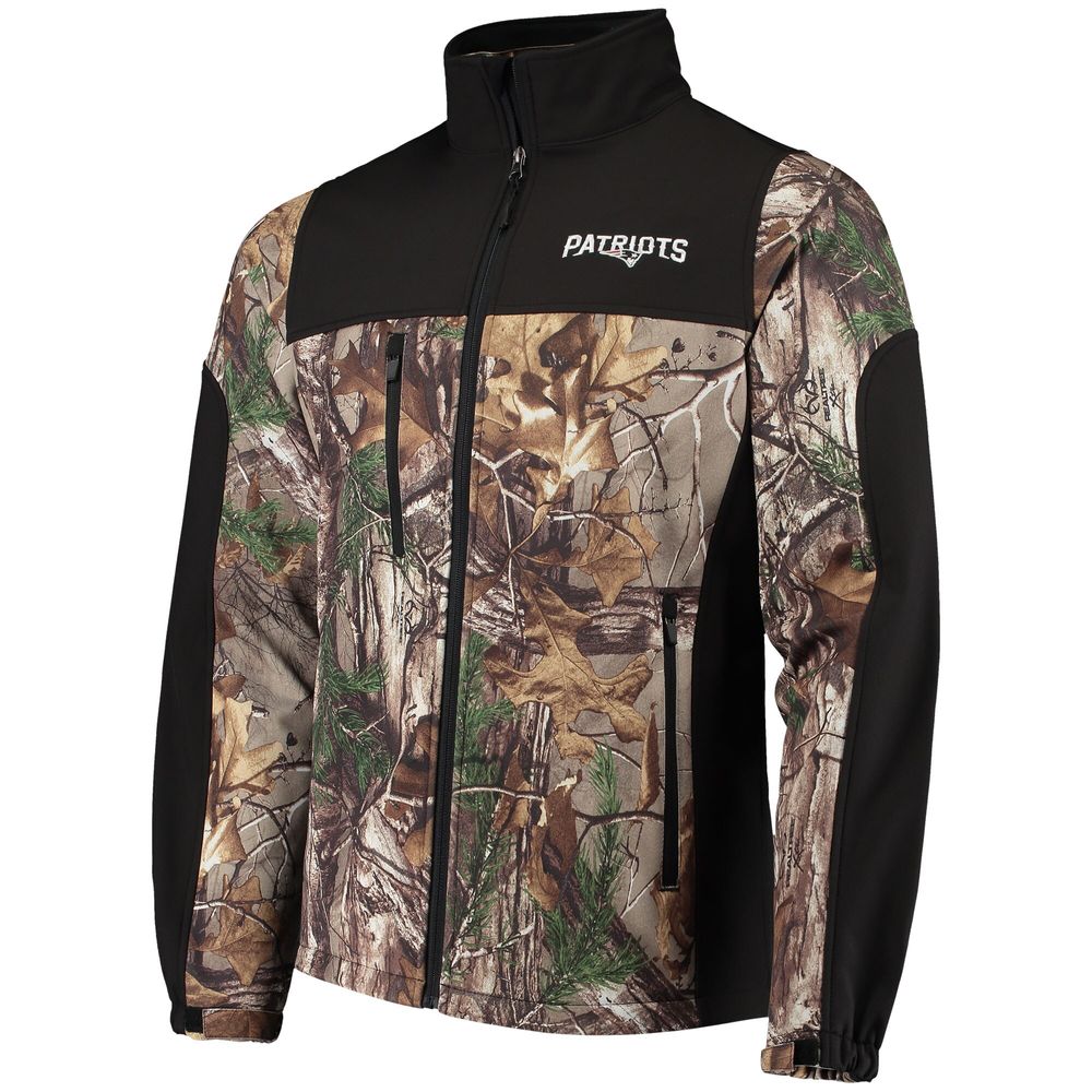 Men's Dunbrooke Realtree Camo/Black New England Patriots Circle Hunter Softshell Full-Zip Jacket