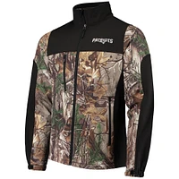 Veste Softshell à fermeture éclair intégrale Dunbrooke Realtree Camo/Noir New England Patriots Circle Hunter pour hommes