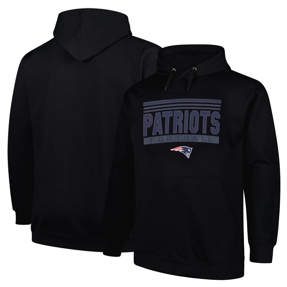 Sweat à capuche en polaire noir New England Patriots pour hommes Fanatics Big & Tall