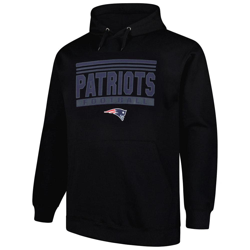 Sweat à capuche en polaire noir New England Patriots pour hommes Fanatics Big & Tall