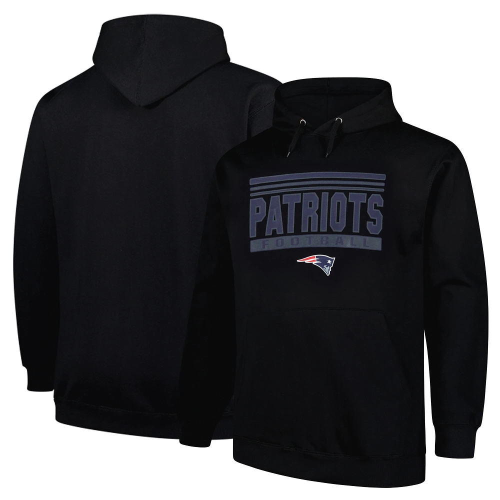 Sweat à capuche noir New England Patriots Big & Tall Pop pour hommes Fanatics