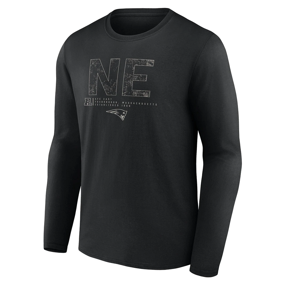 Men's Fanatics Black New England Patriots Shadow Tri-Code Long Sleeve T-Shirt