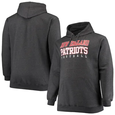 New England Patriots Fanatics Branded Big & Tall Practice Pullover Hoodie - Heathered Charcoal