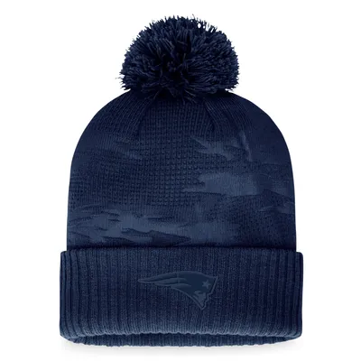 New England Patriots Fanatics Branded Iconic Camo Cuffed Knit Hat with Pom - Navy