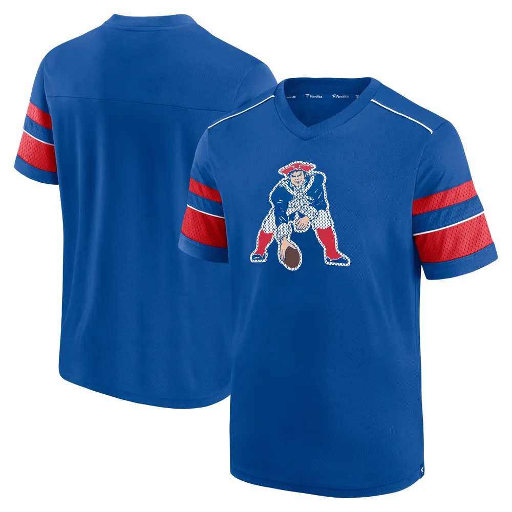 Men's New Era Royal England Patriots Throwback Raglan Long Sleeve T-Shirt Size: Medium