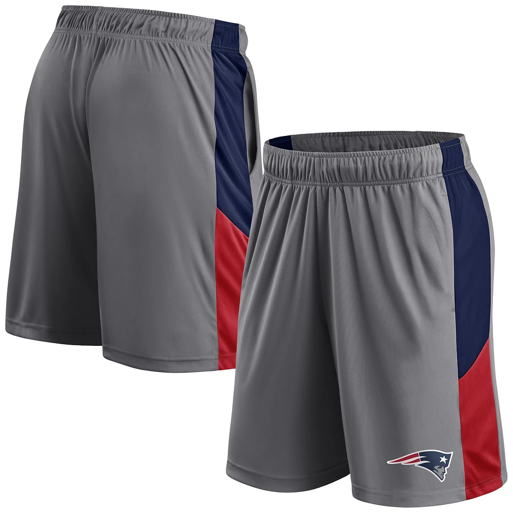 Short gris avec logo principal des New England Patriots pour hommes Fanatics