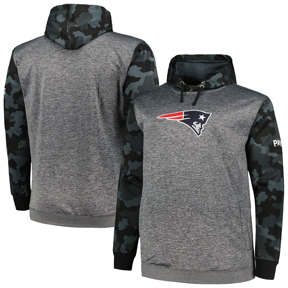 Men's Fanatics Heather Charcoal New England Patriots Big & Tall Camo Pullover Hoodie