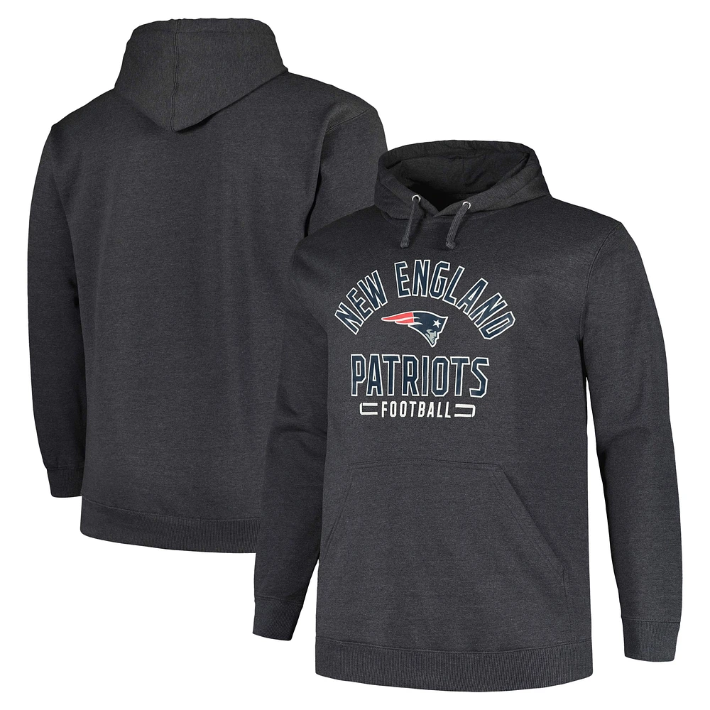 Sweat à capuche Fanatics Heather Charcoal New England Patriots Big & Tall pour hommes