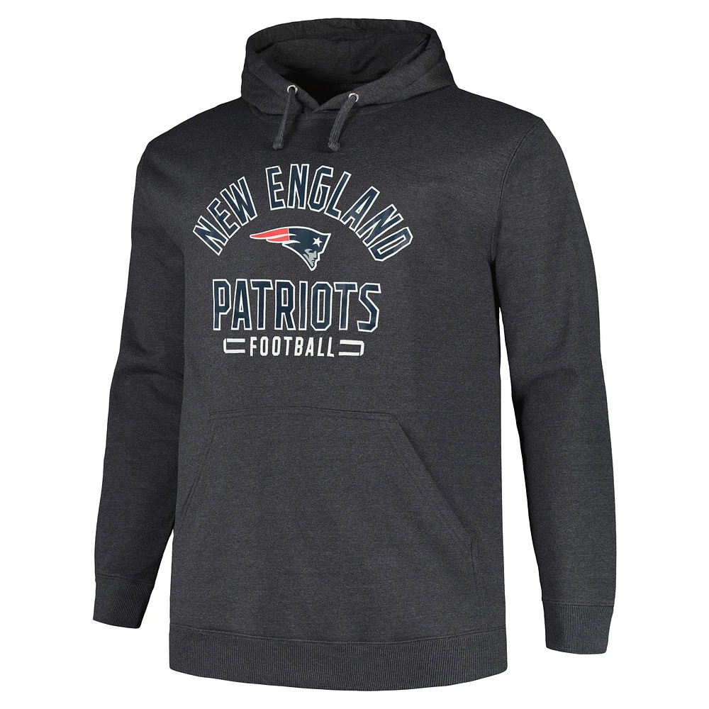 Sweat à capuche Fanatics Heather Charcoal New England Patriots Big & Tall pour hommes