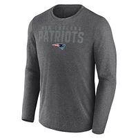 Men's Fanatics  Heather Charcoal New England Patriots Blackout Long Sleeve T-Shirt