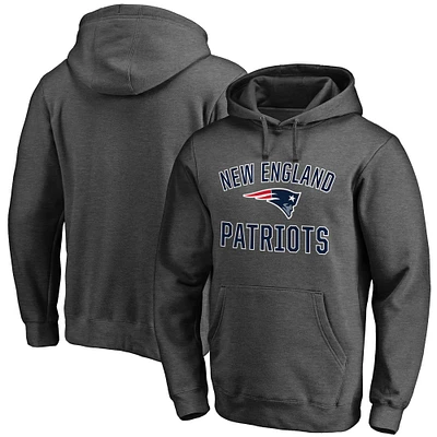 Men's Fanatics Heather Charcoal New England Patriots Victory Arch Team Fitted Pullover Hoodie