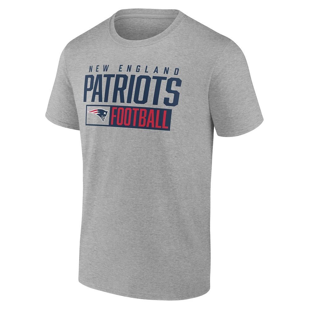 T-shirt Box Pop pour homme Fanatics Heather Grey New England Patriots