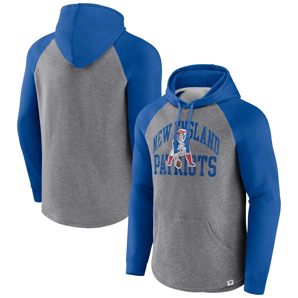 Sweat à capuche enfiler Arch Raglan préféré des New England Patriots Fanatics gris chiné pour hommes