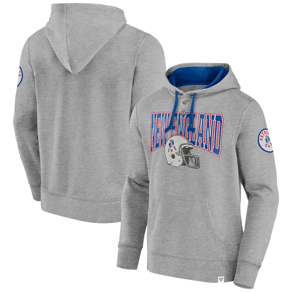 Sweat à capuche enfiler Fanatics Heather Grey New England Patriots pour hommes