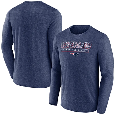 Men's Fanatics  Heather Navy New England Patriots Fundamentals Long Sleeve T-Shirt