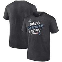 Men's Fanatics Heathered Charcoal New England Patriots 2021 NFL Playoffs Bound Lights Action T-Shirt