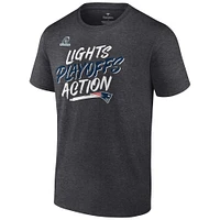 T-shirt d'action Bound Lights pour hommes Fanatics Heathered Charcoal New England Patriots 2021 NFL Playoffs