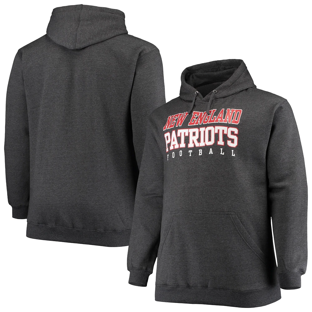 Sweat à capuche Fanatics Heathered Charcoal New England Patriots Big & Tall Practice pour hommes