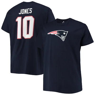 T-shirt avec nom et numéro de joueur Fanatics Mac Jones Navy New England Patriots Big & Tall pour hommes