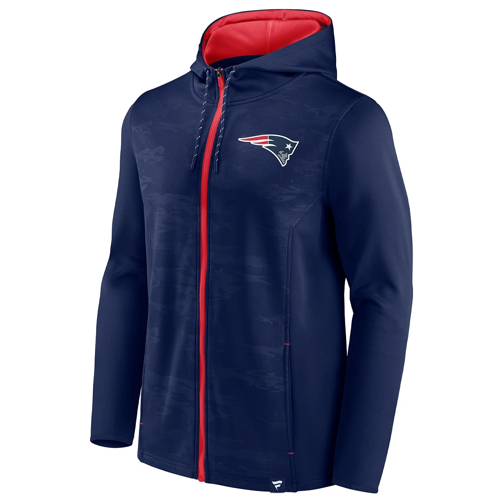 Men's Fanatics Navy/Red New England Patriots Ball Carrier Full-Zip Hoodie