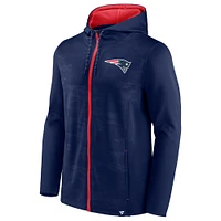 Sweat à capuche entièrement zippé Fanatics pour hommes, bleu marine/rouge, New England Patriots Ball Carrier