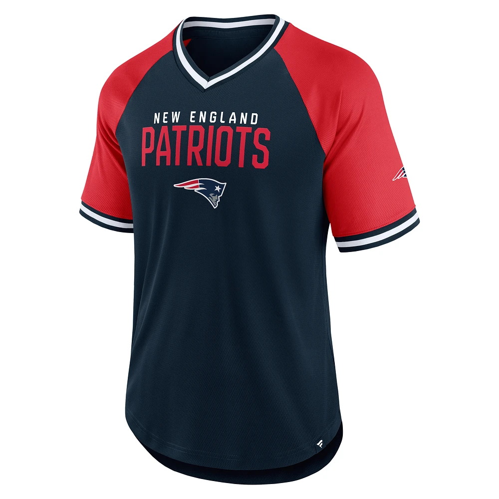 Men's Fanatics Navy/Red New England Patriots Hashmark Raglan T-Shirt