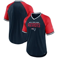 T-shirt raglan Hashmark bleu marine/rouge pour homme des New England Patriots