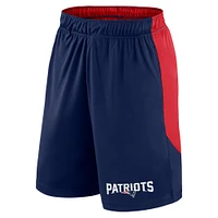 Short de lancement Fanatics bleu marine/rouge pour homme des New England Patriots