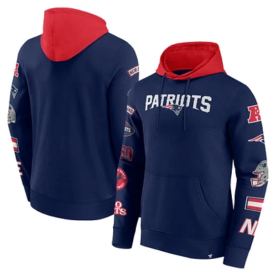 Sweat à capuche patchs New England Patriots bleu marine/rouge Fanatics pour hommes