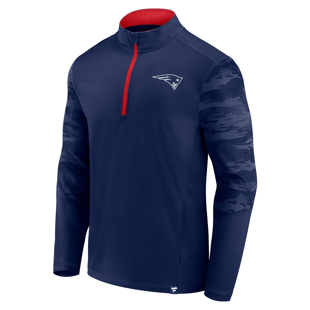 Sweat-shirt à glissière quart de tour New England Patriots Defender pour homme la marque Fanatics bleu marine