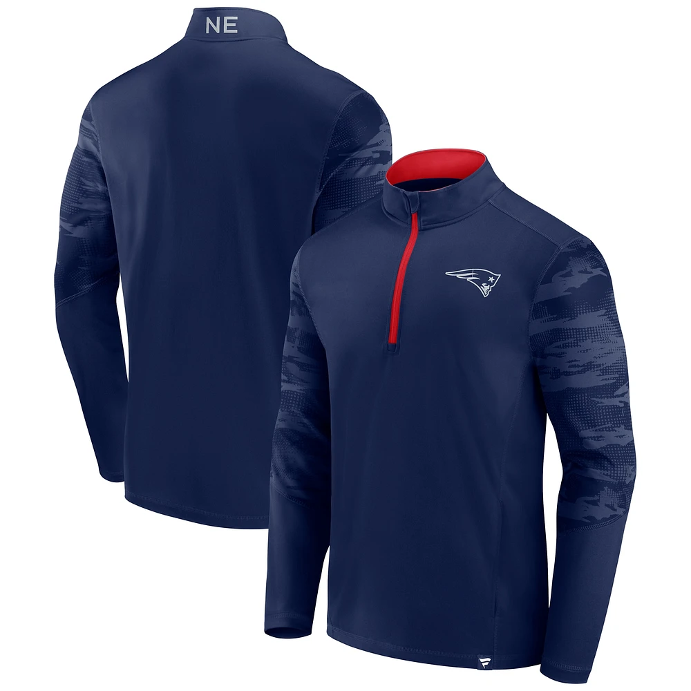 Sweat-shirt à glissière quart de tour New England Patriots Defender pour homme la marque Fanatics bleu marine