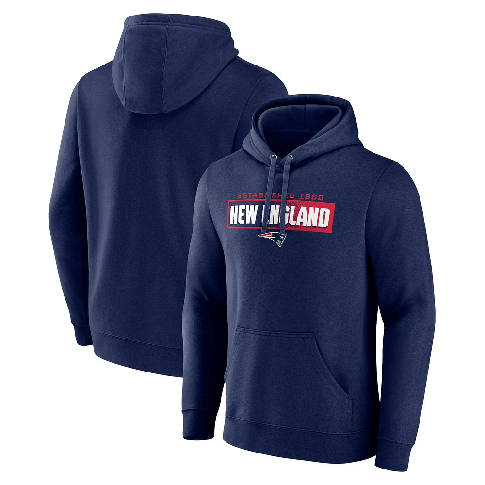 Sweat à capuche Fanatics Navy New England Patriots Down The Field pour hommes