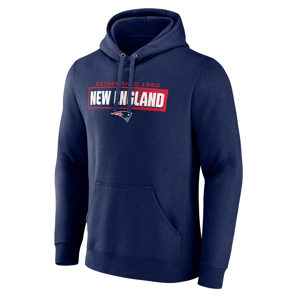 Men's Fanatics Navy New England Patriots Down The Field Pullover Hoodie