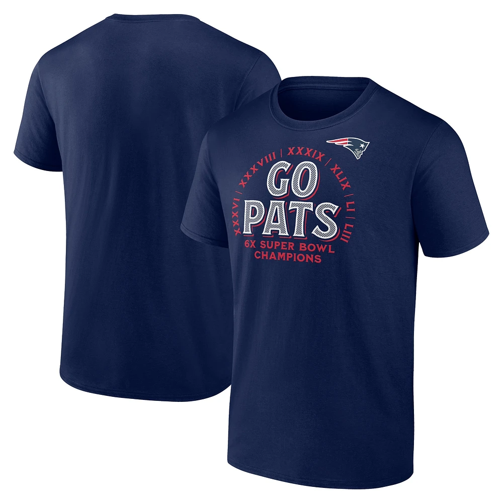 T-shirt bleu marine Fanatics New England Patriots Hometown Offensive Drive pour hommes