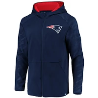 Men's Fanatics Navy New England Patriots Iconic Embossed Defender Full-Zip Hoodie