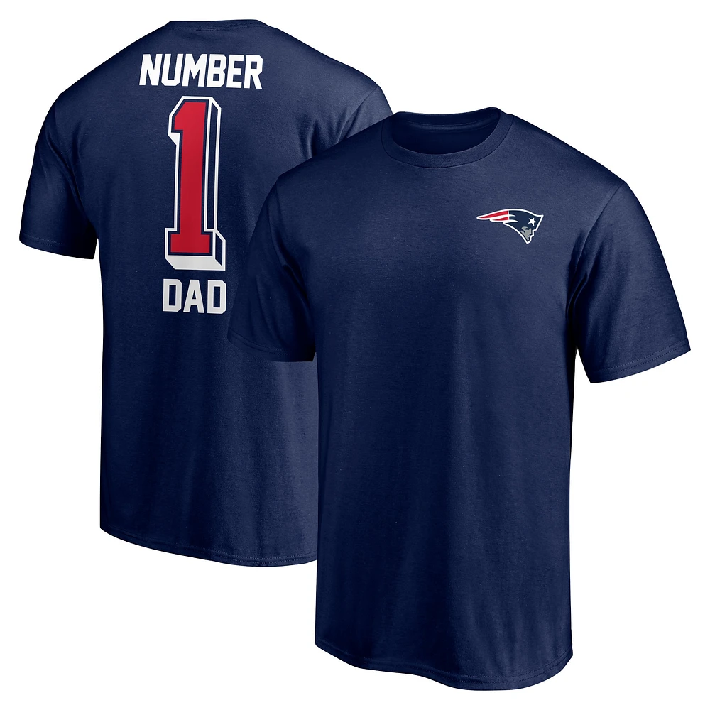 Men's Fanatics Navy New England Patriots #1 Dad Logo T-Shirt