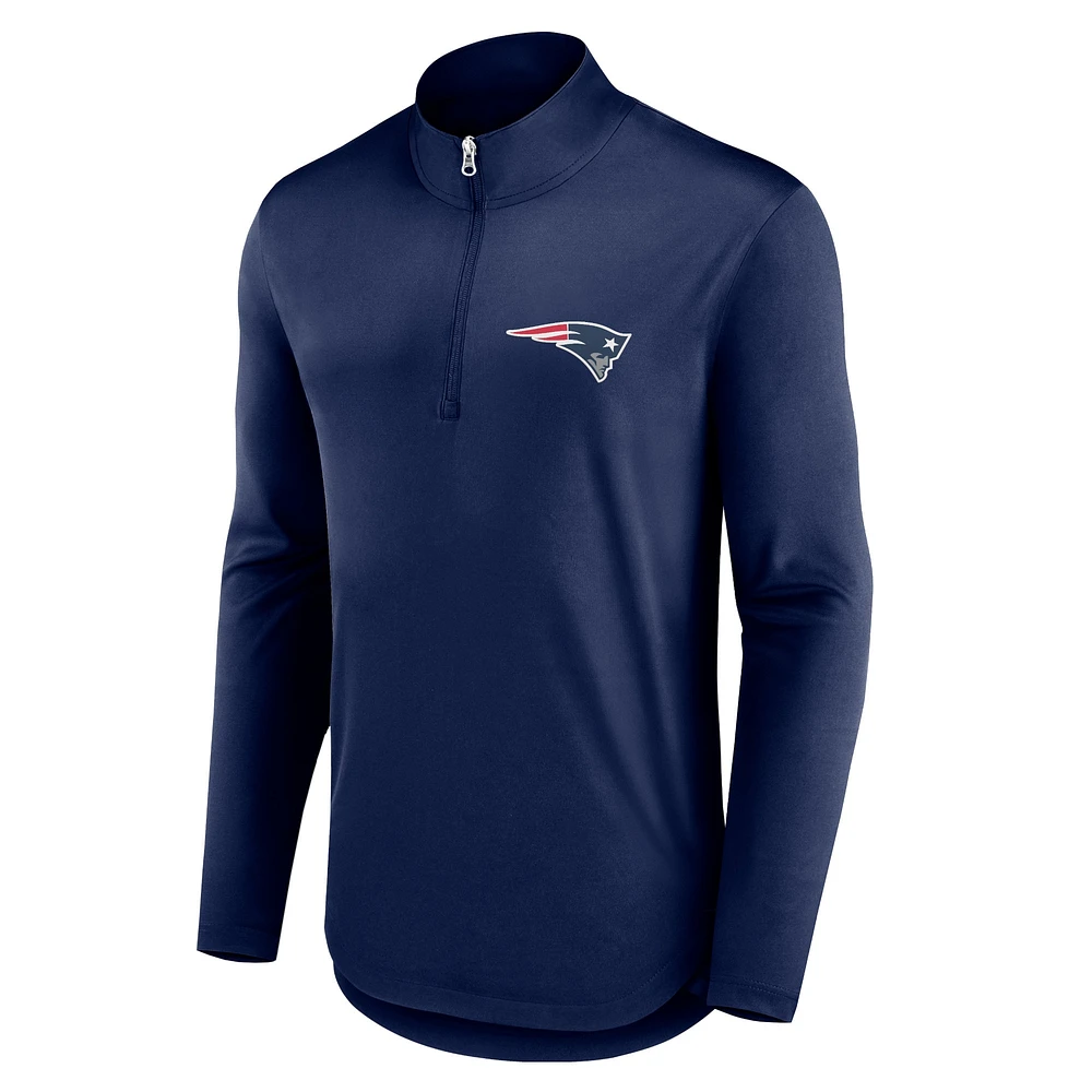 Men's Fanatics Navy New England Patriots Quarterback Quarter-Zip Top