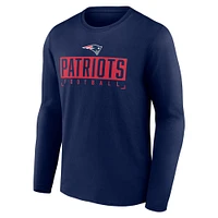 T-shirt à manches longues Fanatics Navy New England Patriots Stack The Box pour hommes