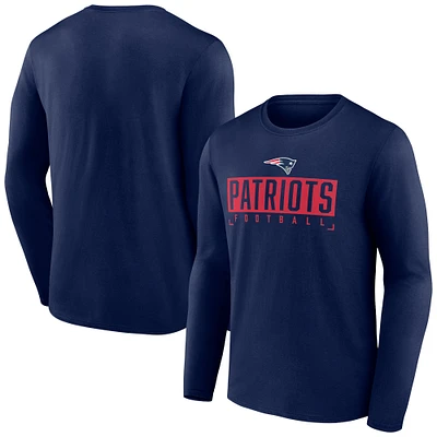 Men's Fanatics Navy New England Patriots Stack The Box Long Sleeve T-Shirt