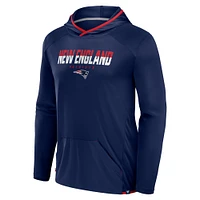 Men's Fanatics Navy New England Patriots Transitional Defender Hoodie Long Sleeve T-Shirt