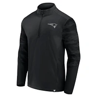 Men's Fanatics New England Patriots Blackout Ringer Quarter-Zip Top