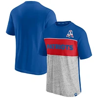 Men's Fanatics Royal/Heathered Gray New England Patriots Throwback Colorblock T-Shirt
