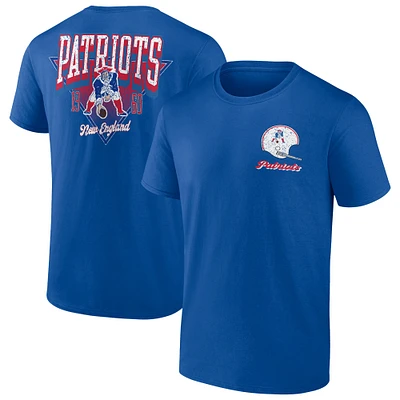 T-shirt rétro à logo fanatiques Royal New England Patriots pour hommes, de grande taille