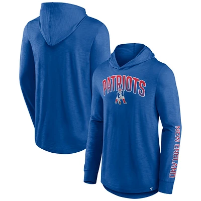 Men's Fanatics Royal New England Patriots Front Runner Long Sleeve Hooded T-Shirt