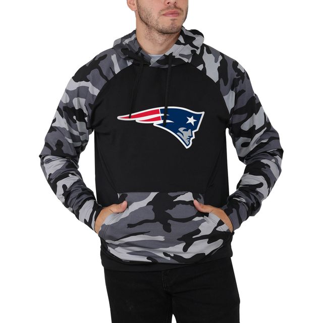 Raglan des Patriots de la Nouvelle-Angleterre FOCO noir/camouflage pour homme - Chandail à capuchon